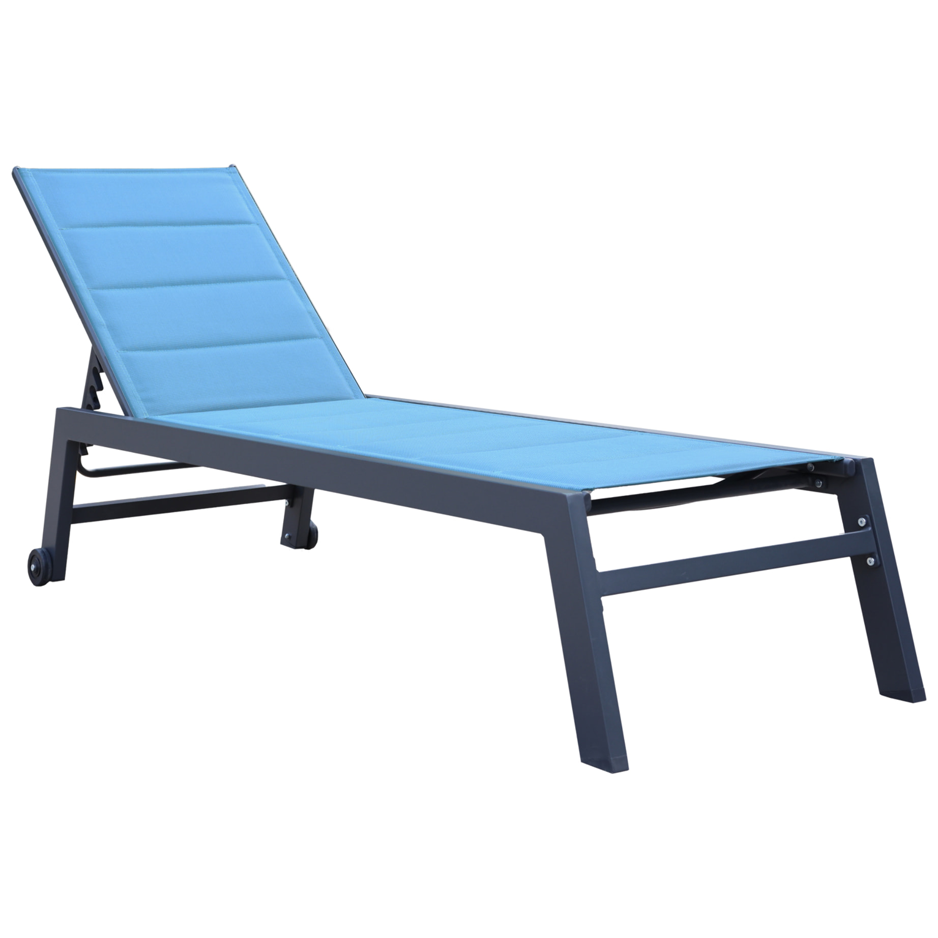 Bain de soleil BARBADOS en textilène bleu gris - aluminium anthracite