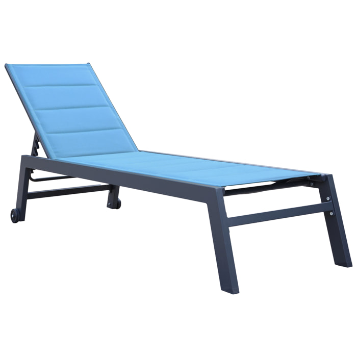 Bain de soleil BARBADOS en textilène bleu gris - aluminium anthracite