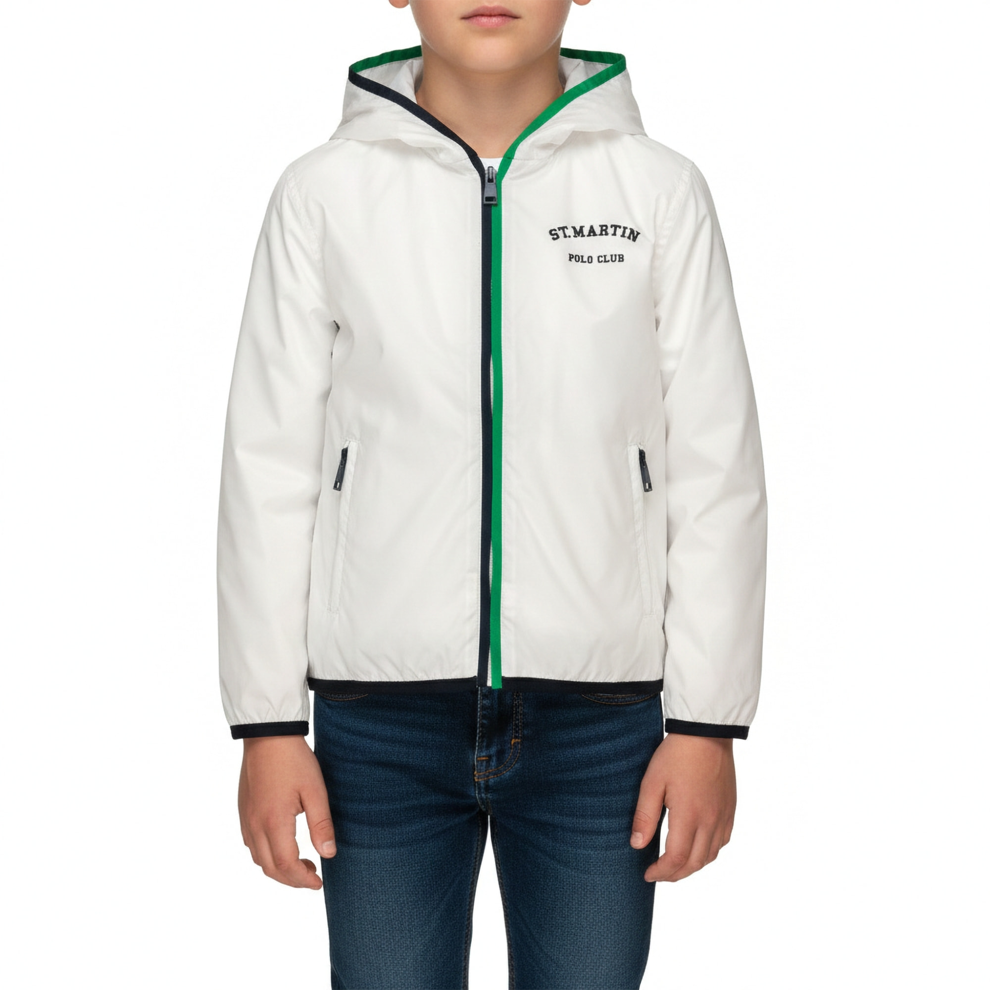 Giubbino K-way nylon con cappuccio Polo Club St Martin Bianco