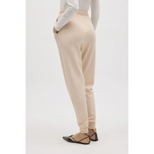 Pantaloni jogger fluidi color avorio