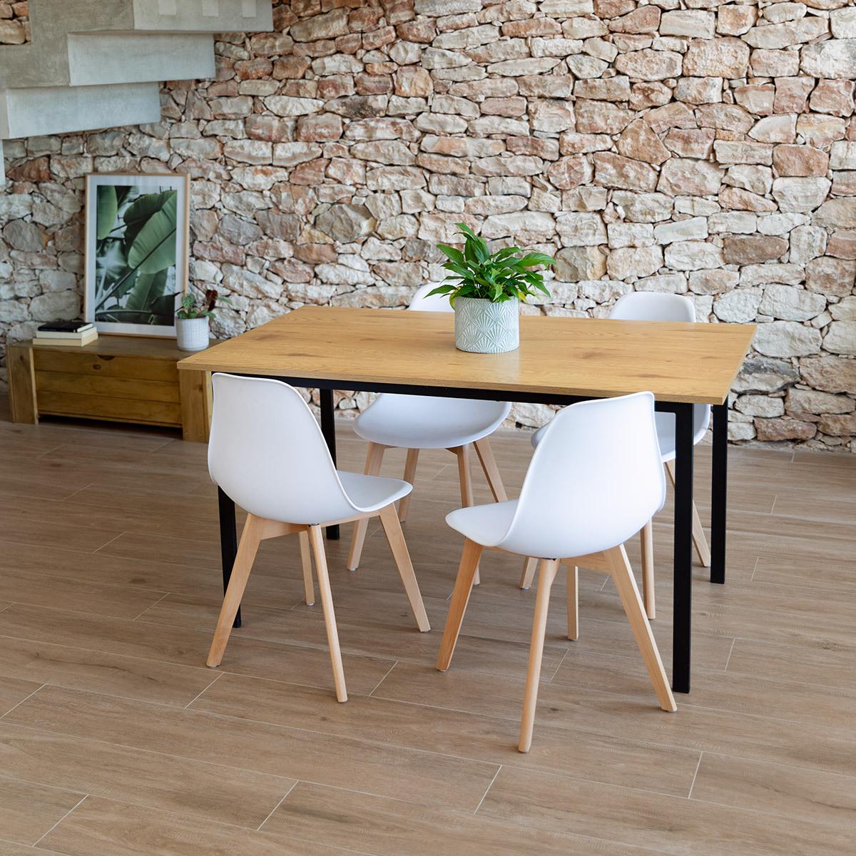 Pack 6 sillas de comedor blanco diseño nordico tulip con patas madera