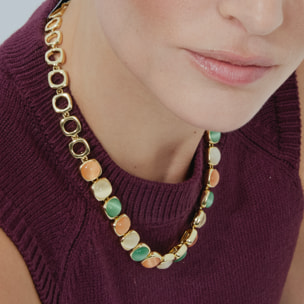 Collar con Ojo de Gato Multicolor acabado oro 18k