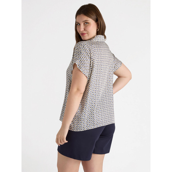 Fiorella Rubino - Camisa raso micro lunares - Beige