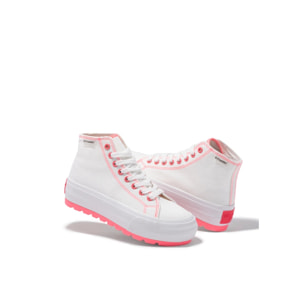 Zapatillas Altas de Mujer One Way Track Canvas Basic Blanco / Fucsia D.Franklin