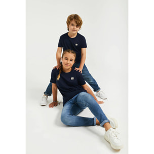 Maglietta a maniche corte blu marino organica Neutrals kids con logo