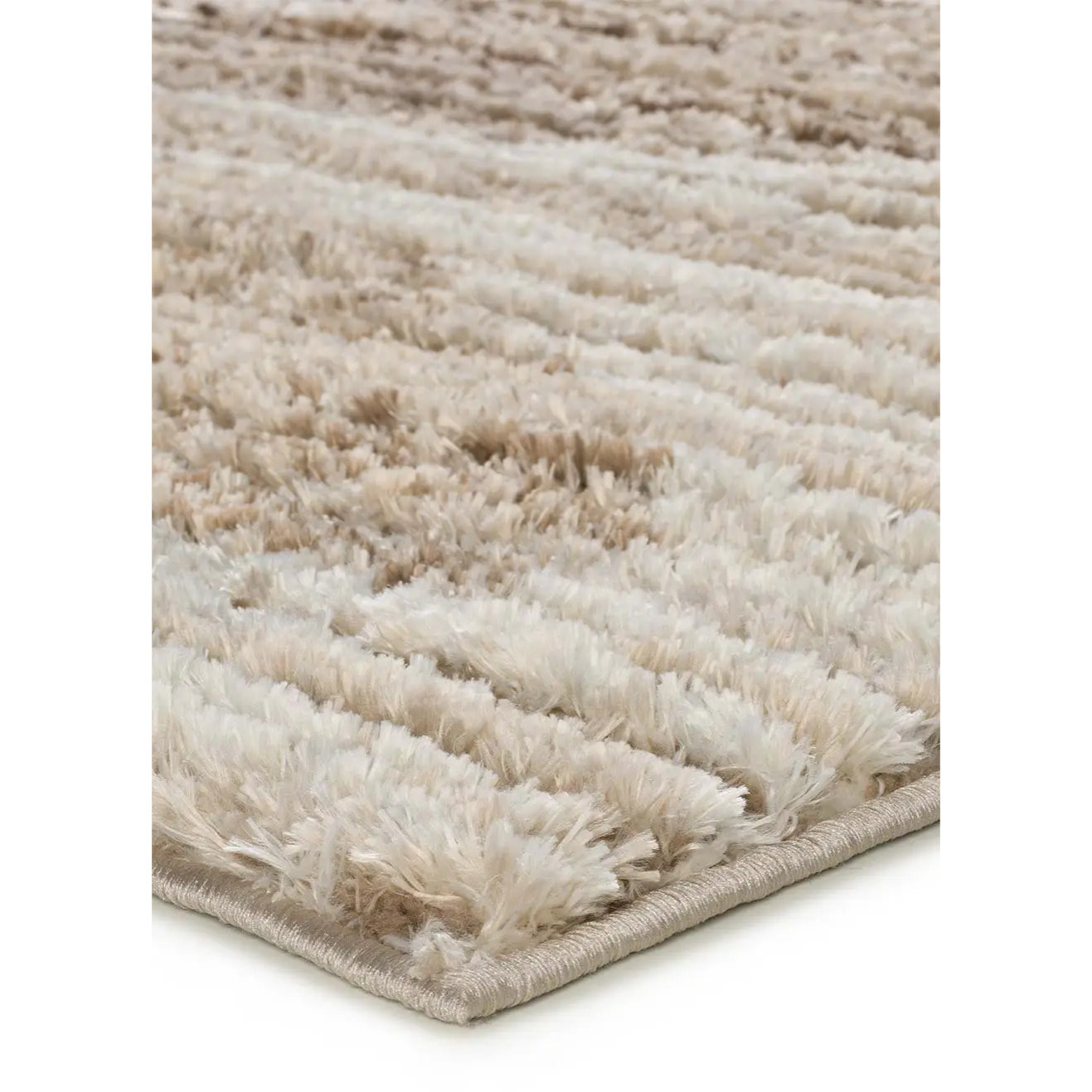 LIMA Alfombra shaggy estilo escandinavo con relieve beige, varias medidas disponibles