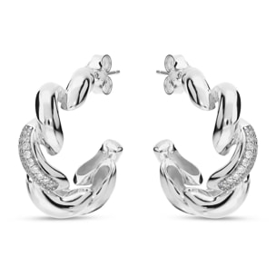 Orecchini Maglia San Marco in Argento 925 placcato Oro Giallo 18Kt con Pavé di Cubic Zirconia