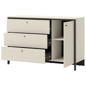 Kimi - commode 3 tiroirs et 1 porte - led inclus - Beige