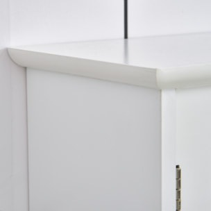 Armoire murale salle de bain armoire à glace placard de rangement toilettes 1 porte niche + étagères latérales MDF blanc