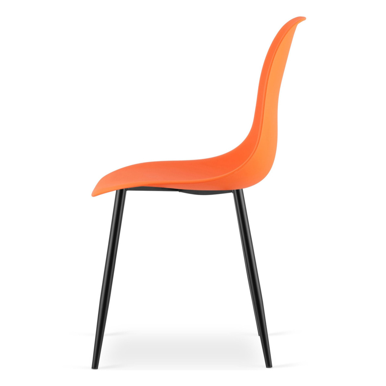 Sedia di design WAT arancione con gambe in metallo nero