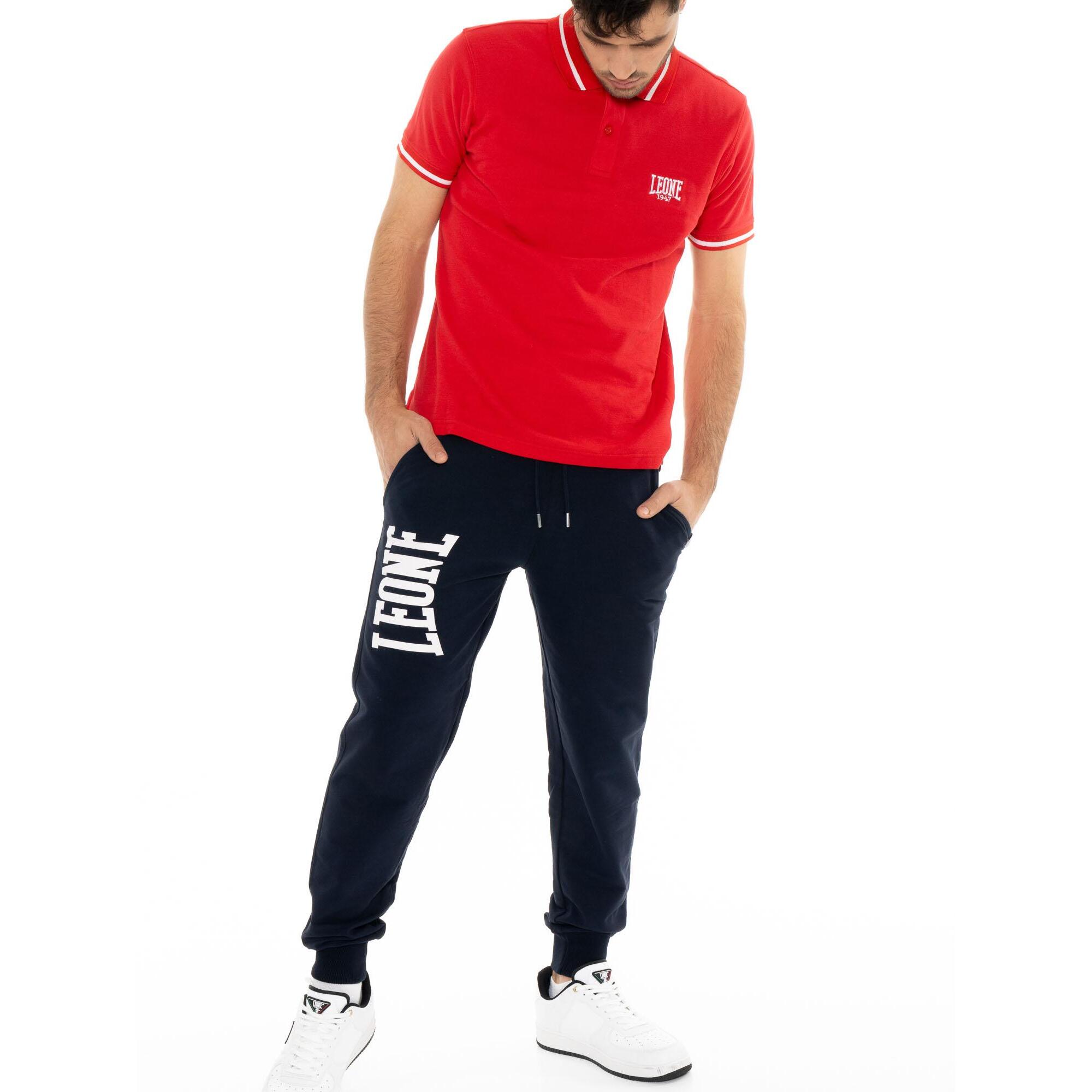 Pantalón de hombre Leone Basic con gran logo en algodón no perchado