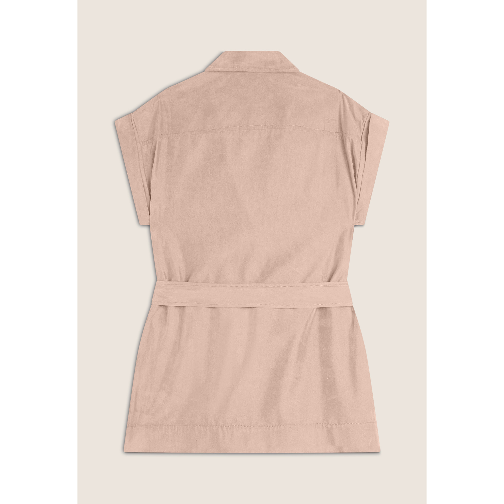 Trench donna senza maniche con cintura in vita