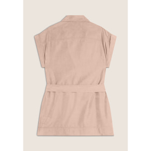 Trench donna senza maniche con cintura in vita