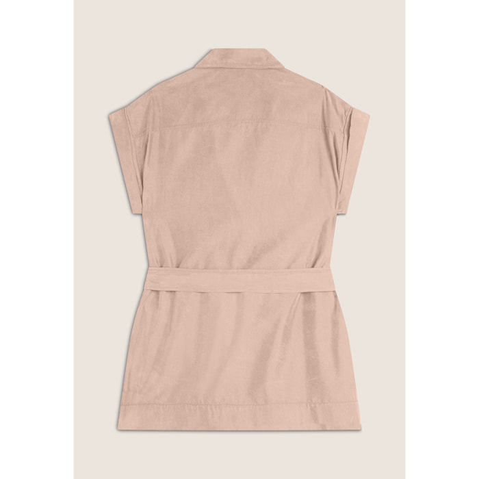 Trench donna senza maniche con cintura in vita