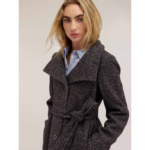 Motivi - Cappotto cinturato con collo alto - Grigio