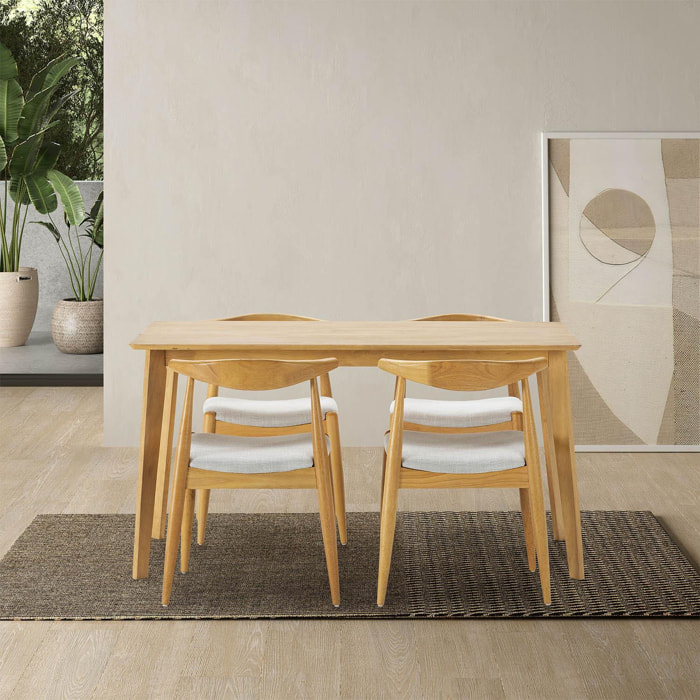 Juego de mesa 140x80 cm y 4 sillas de comedor Corzo