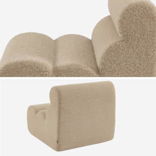 Chauffeuse tissu effet alpaca beige 1 place - L 81 x P 99 x H 75cm - Nova