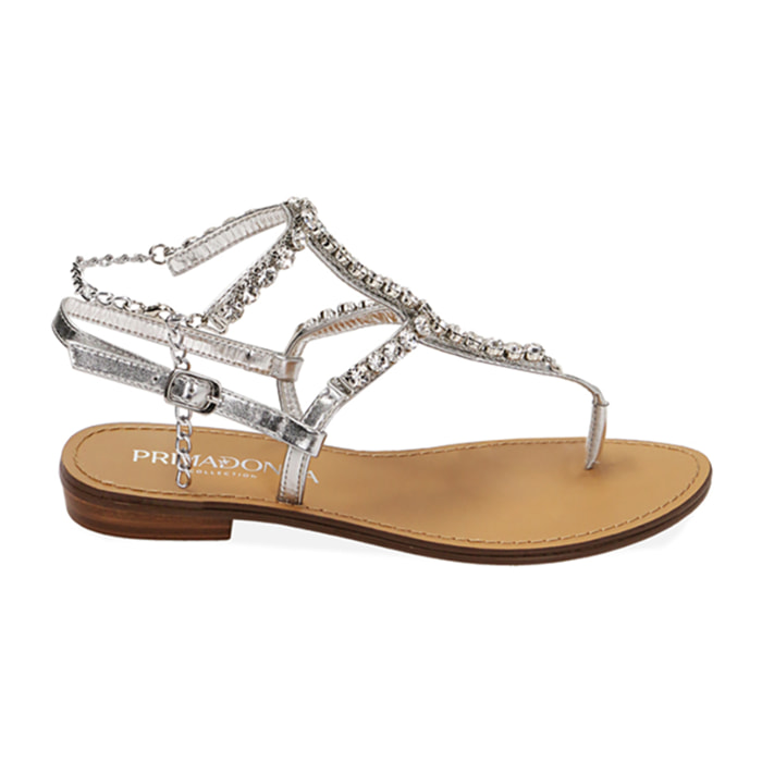 Sandali infradito argento laminato