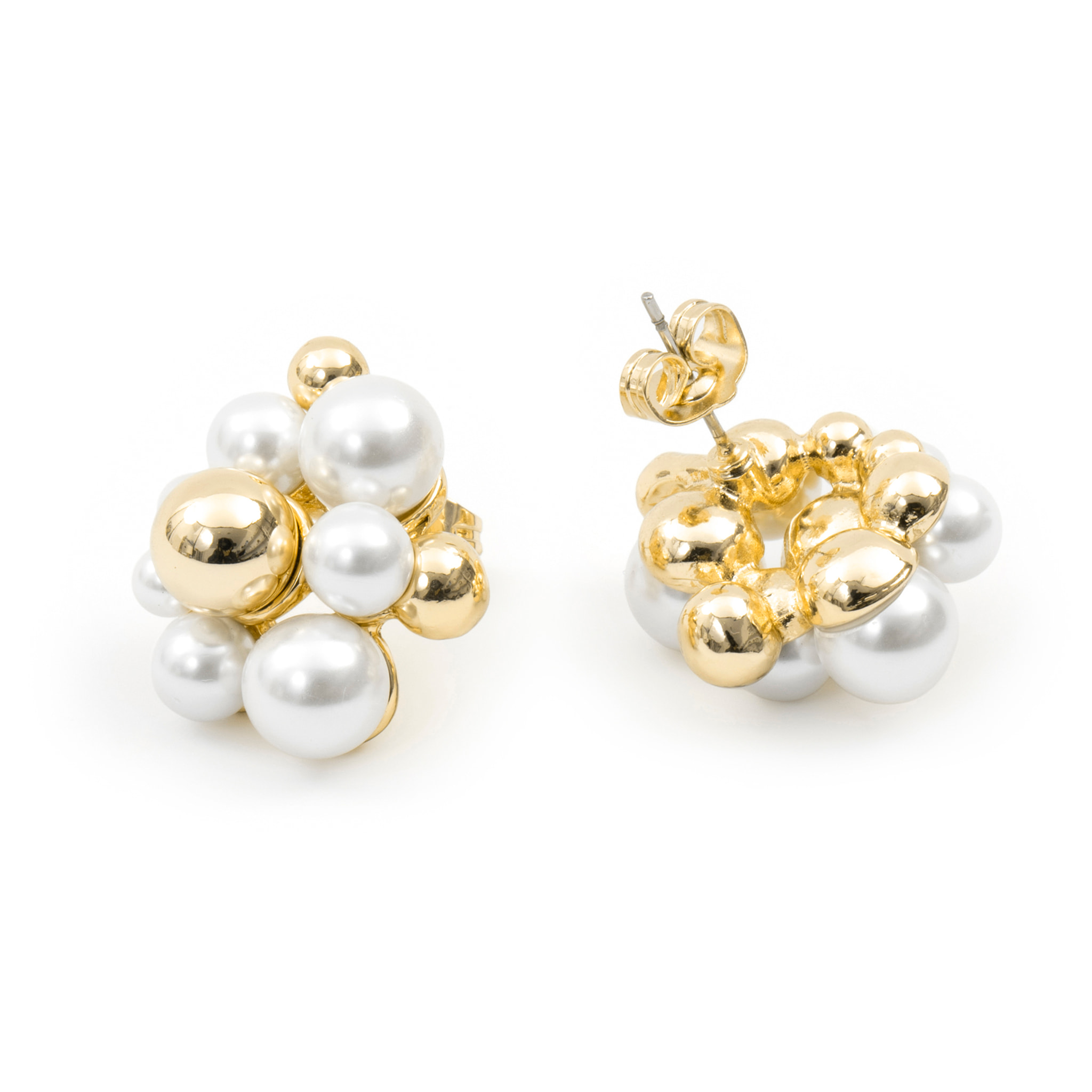 Pendientes de Perla Blanca acabado en oro amarillo 18k