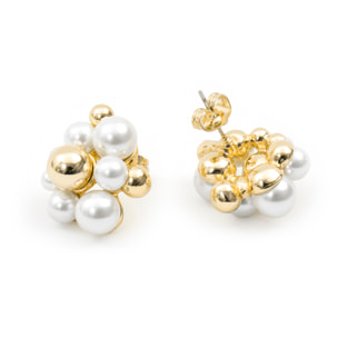 Pendientes de Perla Blanca acabado en oro amarillo 18k