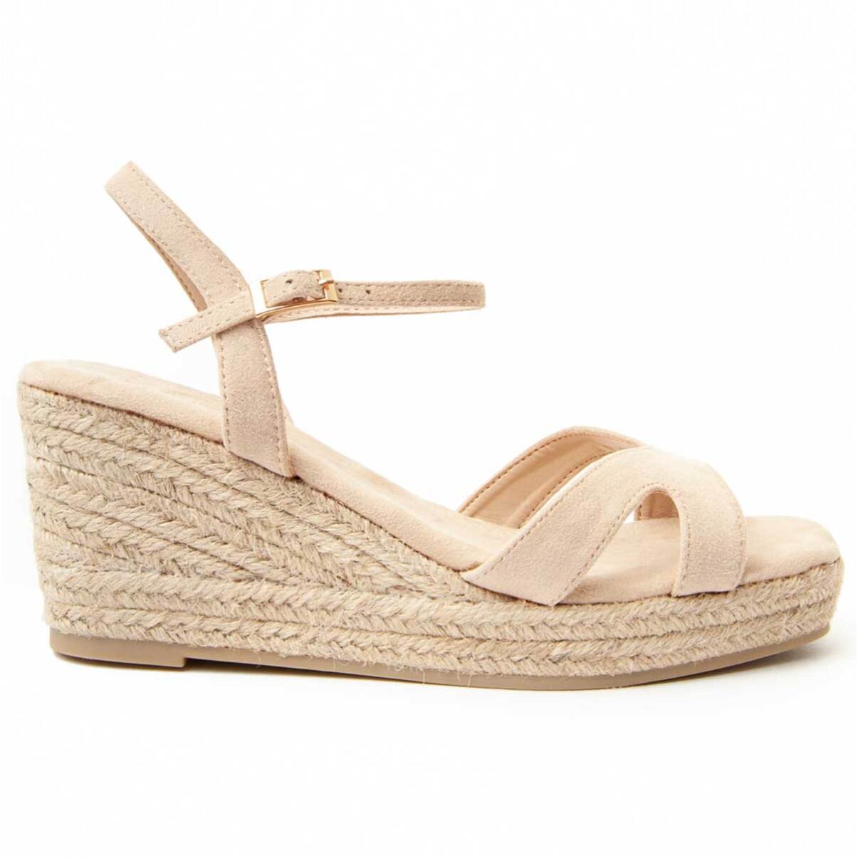 Sandalia de cuña - Beige - Altura: 7 cm