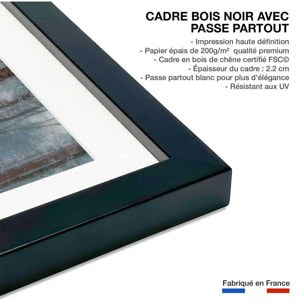 Affiche paysage de glace et de feu Affiche + cadre en bois - Noir