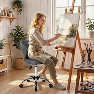 Tabouret de massage travail pivotant réglable 51-66H cm dossier ergonomique gris