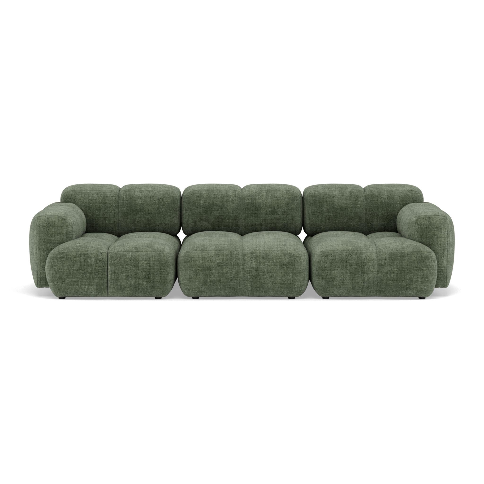 Grace - canapé modulable 3 places en velours texturé - Vert sauge