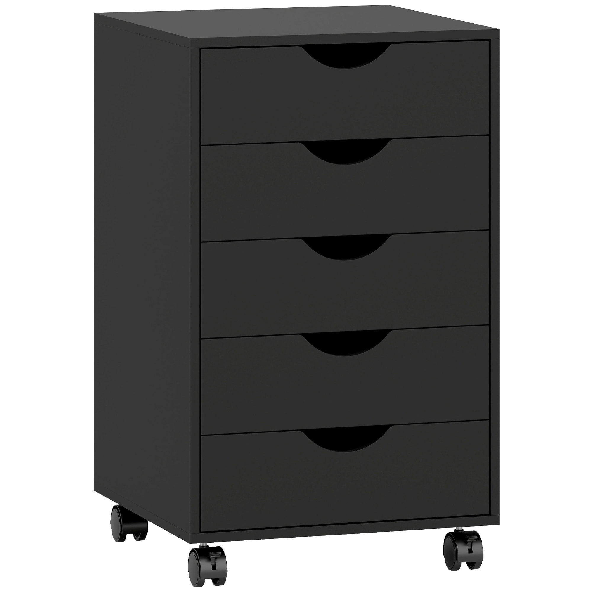 Caisson bureau 5 tiroirs mobile dim. 40x40x67cm noir