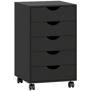 Caisson bureau 5 tiroirs mobile dim. 40x40x67cm noir