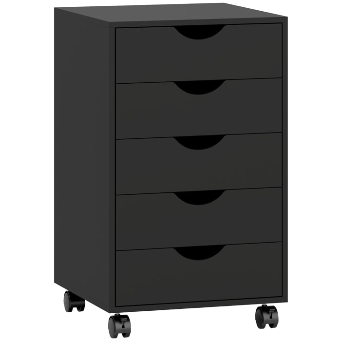Caisson bureau 5 tiroirs mobile dim. 40x40x67cm noir
