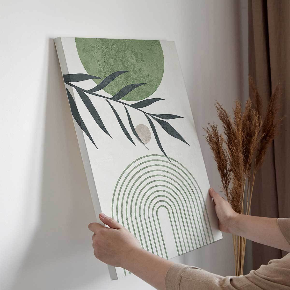 Tableau abstrait feuillage et arches Toile imprimée