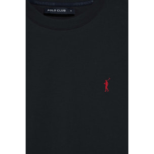 Maglietta blu marino a girocollo e ricamo Rigby Go