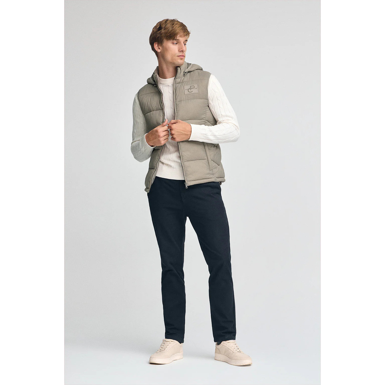 Gilet ultralight color pietra con logo Polo Club