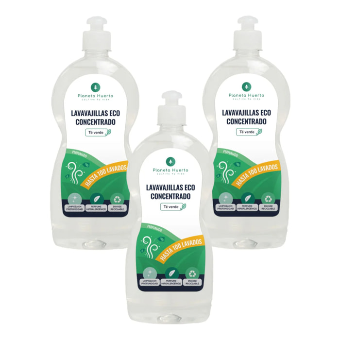 Pack 3xLavavajillas Manual Té Verde ECO  Planeta Huerto 750ml
