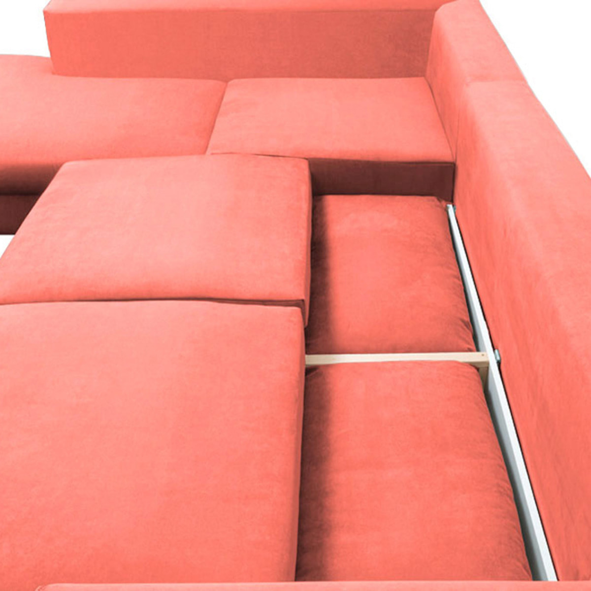 Canapé d'Angle Gauche Velours Fiesole, 3 Places, Couchage Intégré, Coffre de Rangement, Housse Déhoussable