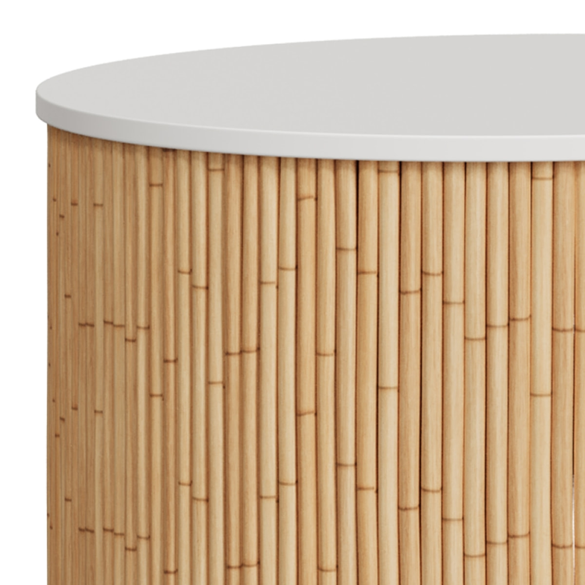 Tables basses rondes en rotin et plateau blanc (lot de 2) - Owan