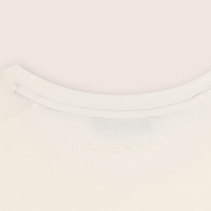 T-shirt regular con spalle raglan e doppia stampa lucida