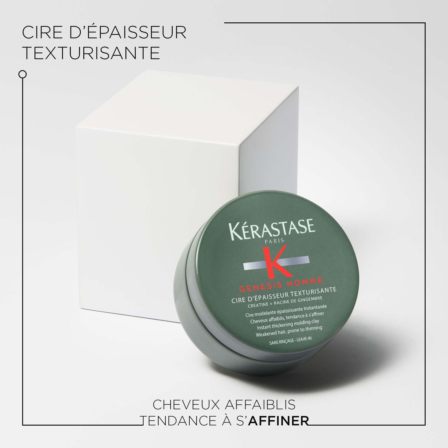 Genesis Homme - Cire modelante épaississante instantanée pour cheveux affaiblis 75 ml