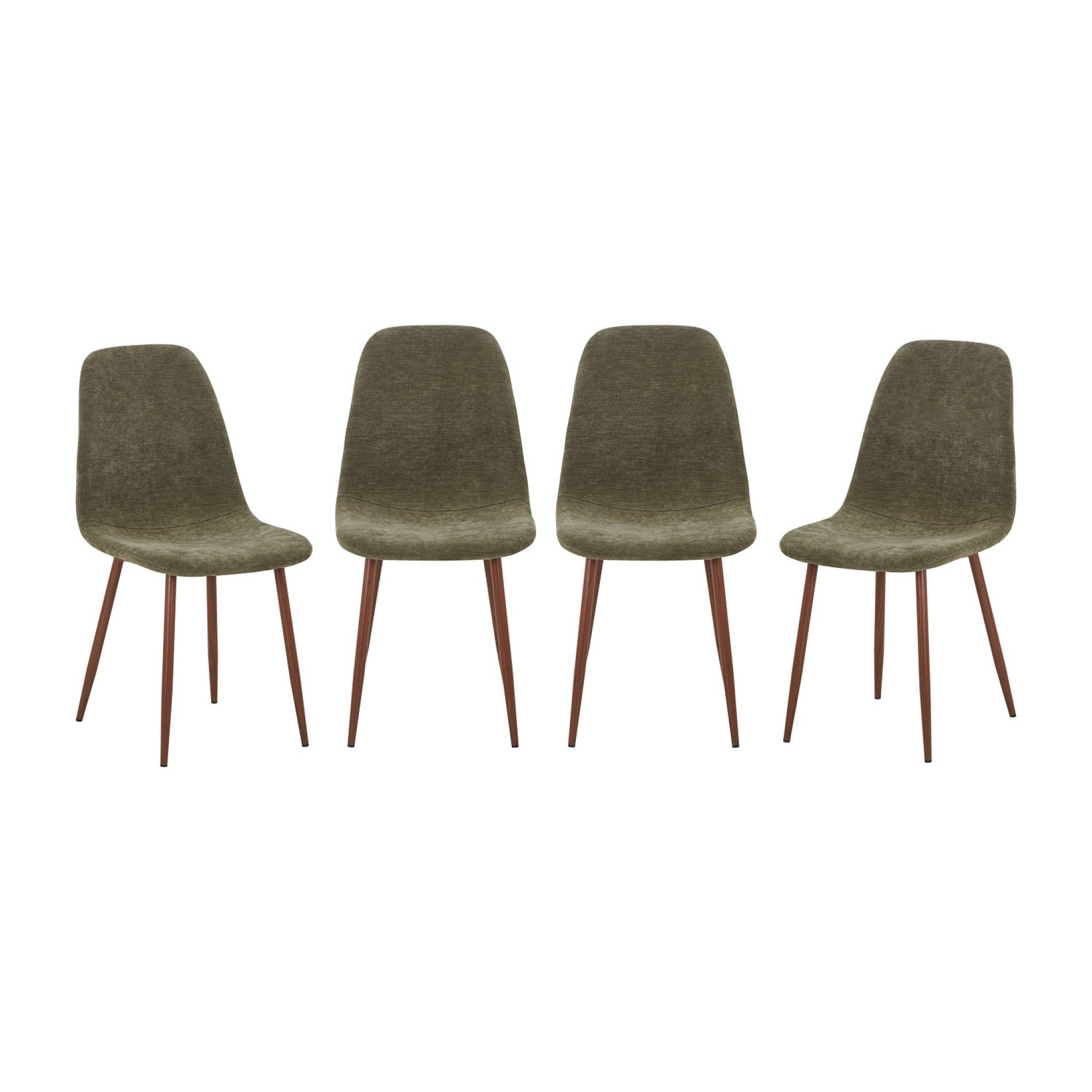 Chaise décor bois teinte noyer et tissu (lot de 4) VERA