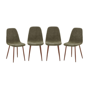 Chaise décor bois teinte noyer et tissu (lot de 4) VERA