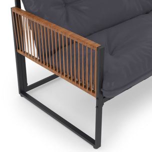 Salon de jardin d'angle Ozéa 6 places gris et cordage