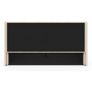 Lit coffre Lucia en velours beige avec sommier et tête de lit 160x200cm