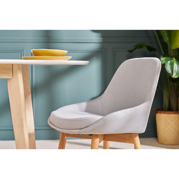 Chaises scandinaves en tissu gris clair et bois clair massif (lot de 2) HOLO