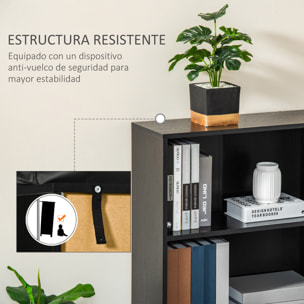 HOMCOM Estantería Librería con 3 Compartimentos de Almacenaje Libros CDs Plantas para Salón Estudio Dormitorio 62,2x24x102,4 cm Negro