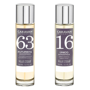 Caravan fragancias - caja de regalo con 2 perfumes: nº16 y nº63 de 150 ml, para hombre