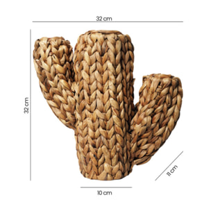 Cactus décoratif H. 32 cm tressé en jacinthe d’eau – Gaby