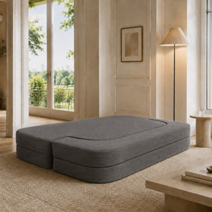 Canapé compressé convertible 2-3 places + couette en velours côtelé gris foncé ROSTOCK