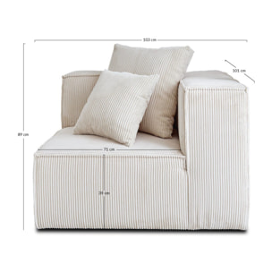 Colombine - module d'assise d'angle réversible - en velours côtelé - Vert