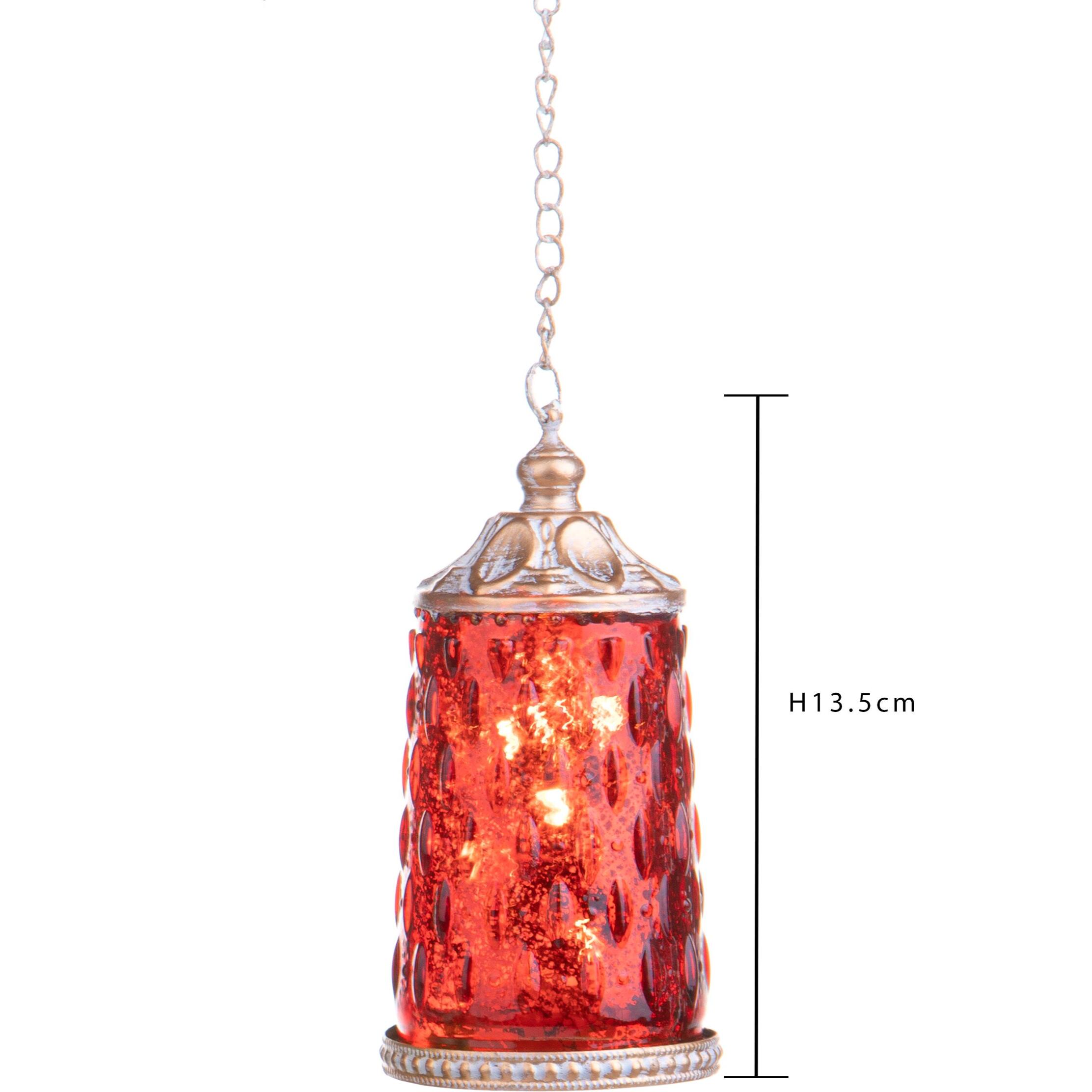 Lanterna con Led - Pezzi 2 - Colore Rosso - 7x13,5Hx7cm - Bianchi Dino